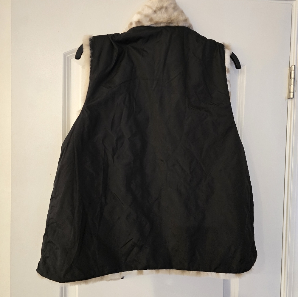 🐆 GIACCA GALLERY Reversible BROWN LYNX FAUX FUR Spotted Snow Leopard VEST - Picture 10 of 10